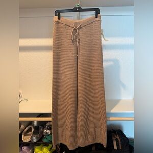 NWT MonoB Knit Drawstring Wide-Leg swim cover up/pants in Light Brown size Large